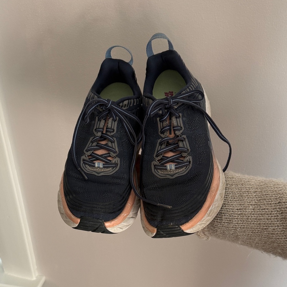 Hoka Black and Orange Athletic Shoes